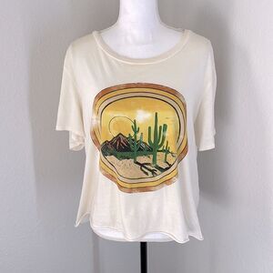 Grayson Threads cream tee with southwestern cactus short sleeve size large